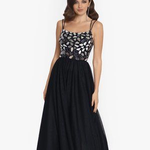 Blondie Nites Juniors' Mirrored Mesh Gown Black Size 3